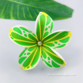 Hand colorido Artificial Frangipani Flowe com Shell Pearl